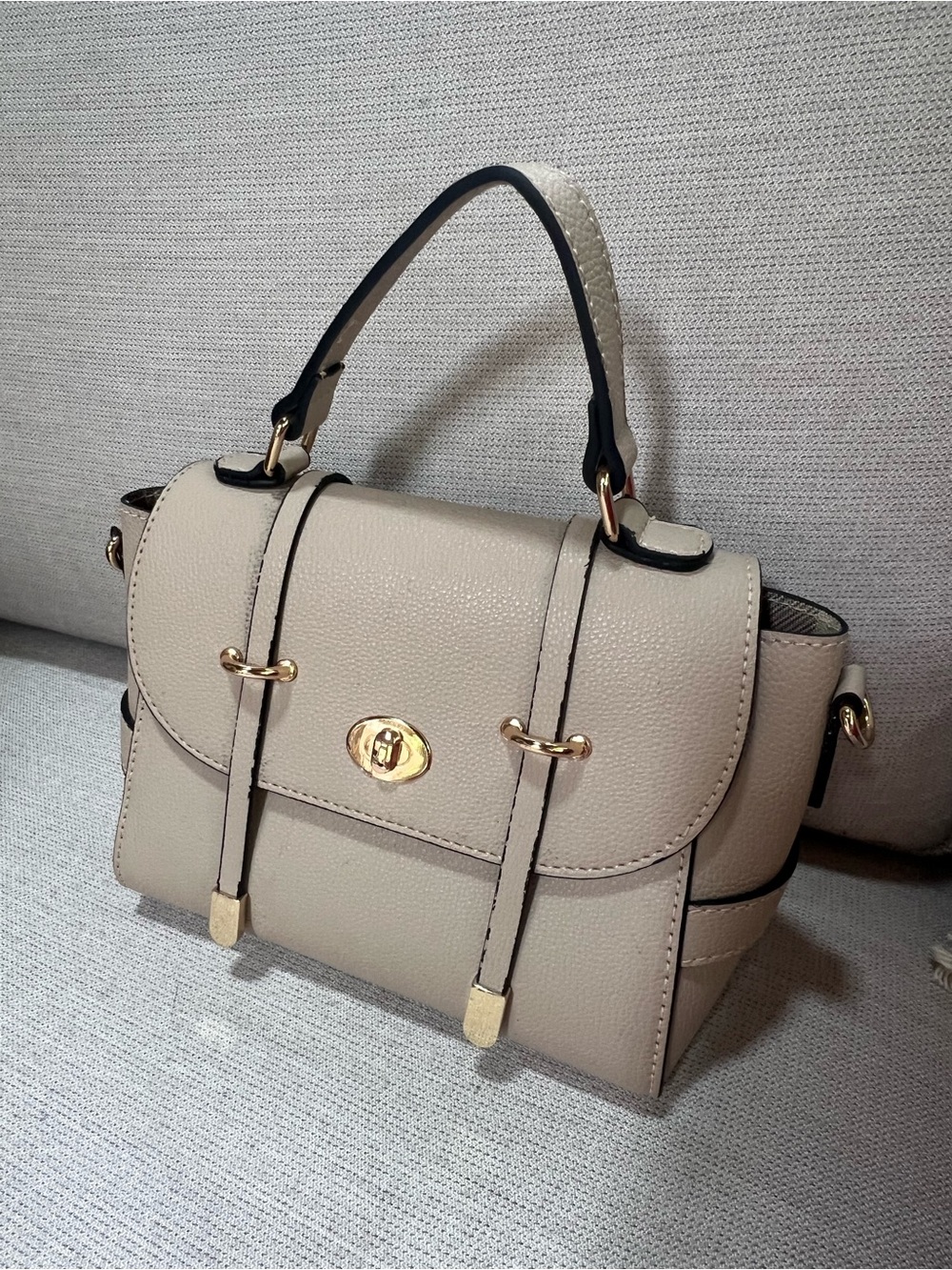 Classic Beige Top-Handle Satchel Bag - Elegant Women’s Handbag